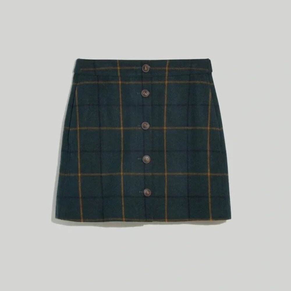 Wool Button-Front Mini Skirt